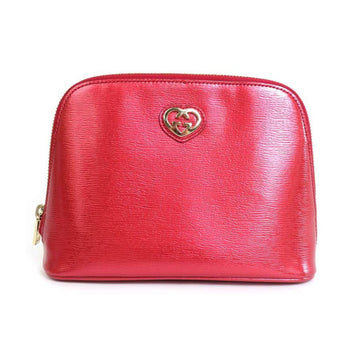 GUCCI Pouch Leather Metallic Red Gold Ladies 338189