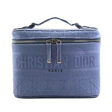 CHRISTIAN DIOR Handbag Vanity Bag Canvas Light Blue Women's