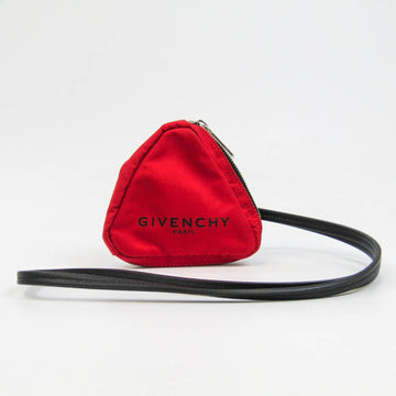 GIVENCHY Triangle Men,Women Nylon,Leather Pouch Black,Red Color