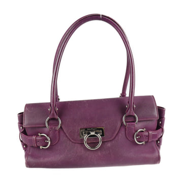 SALVATORE FERRAGAMO Gancini handbag 21 4862 leather purple silver hardware semi-shoulder bag