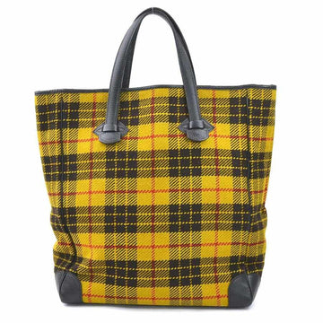HERMES Handbag Victoria Cabas 35 Wool/Leather Black x Yellow Unisex