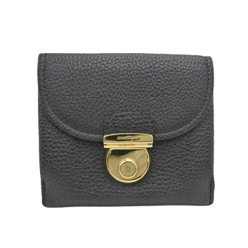 SALVATORE FERRAGAMO Leather Wallet [tri-fold] Black
