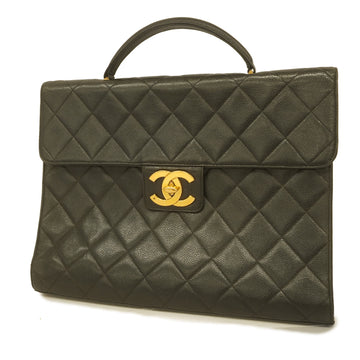 Chanel Black Quilted Lambskin Leather Maxi Double Flap Bag Gold
