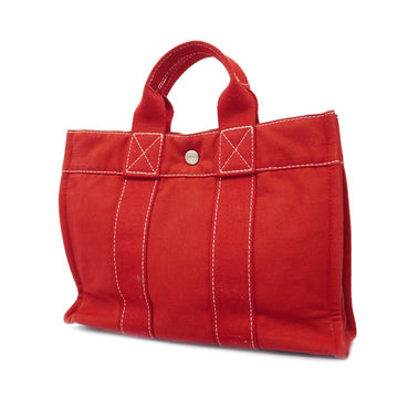 Hermes Deauville PM Women's Canvas Handbag,Tote Bag Red Color