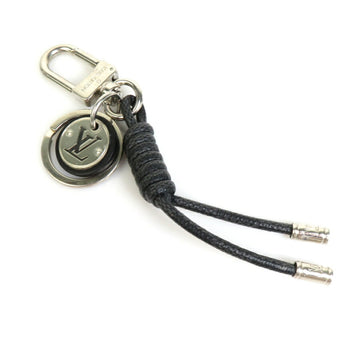 LOUIS VUITTON Charm Key Ring Keychain Leather Rope Metal/Damier Graphite Canvas Silver/Dark Gray Men's M67224