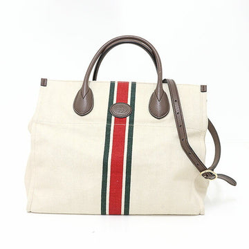 GUCCI Sherry Line 657422 Women's Ivory Tote Bag Brown,Ivory