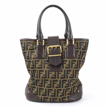 Fendi Handbag Zucca Canvas/Leather Brown Gold Women's