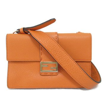 FENDI Pochette Shoulder Bag Orange leather