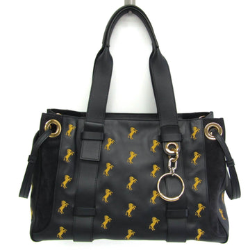 CHLOE Hose Pattern CHC18W171A344D4 Women's Leather,Suede Tote Bag Dark Navy,Yellow