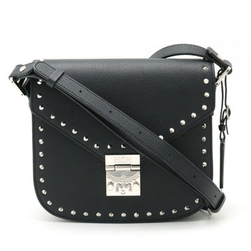 MCM Shoulder Bag Pochette Studded Leather Black