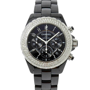 CHANEL J12 41mm Chronograph H1009 Men's Watch Diamond Bezel Date Black Ceramic Automatic Winding