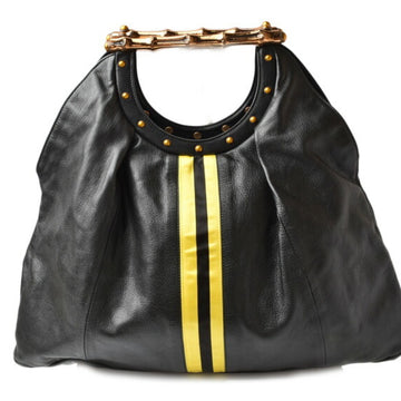 Gucci Sherry Line M2201-42-g Unisex Leather Handbag,Shoulder Bag Black,Yellow