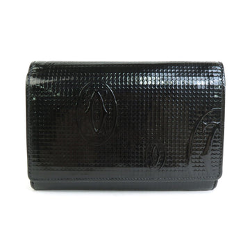 CARTIER bifold wallet patent leather black unisex