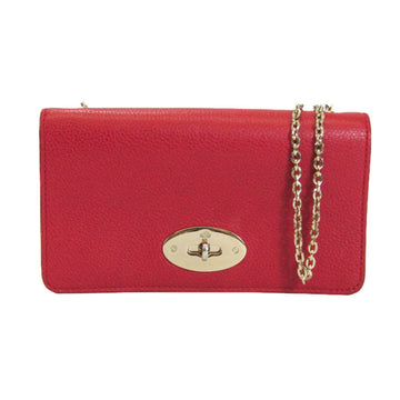 MULBERRY Bayswater Small Classic Grain Wallet RL4004 Women's Leather Chain/Shoulder Wallet Red Color