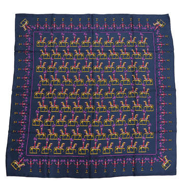 HERMES Carre 90 LES ARTIFICIERS Fireworks Master Horse Knight Soldier Navy Scarf Muffler