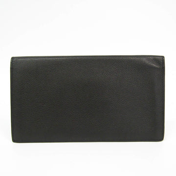 HERMES Citizen Twill Long Silk Inn Unisex Leather Bill Wallet [bi-fold] Dark Brown