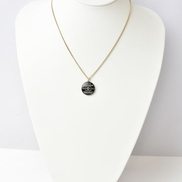 CHANEL necklace pendant  here mark CC rhinestone gold black