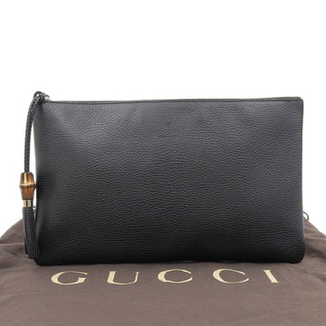 GUCCI Bamboo Second Bag Clutch Leather Black 376858 502752 Tassel