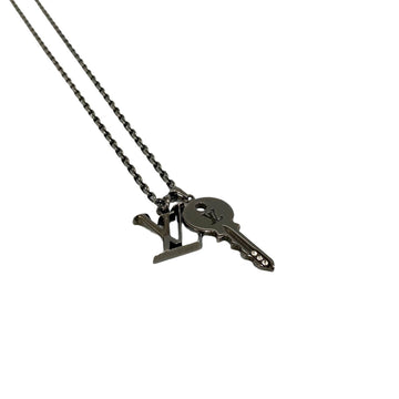 LOUIS VUITTON Initial Key Logo Motif Charm Necklace Pendant Accessory Silver