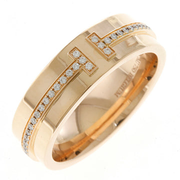 TIFFANY&Co. T Narrow Ring No. 9 18k K18 Pink Gold Diamond Women's