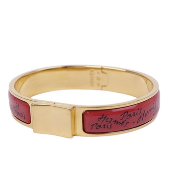 Hermes Bracelet Click Crack Email PM Cloisonne Bangle Women's Gold/Red