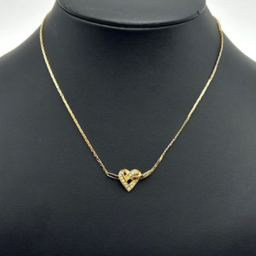CHRISTIAN DIOR Necklace Heart Motif Rhinestone Gold Color Women's ITDMFI41SAYE