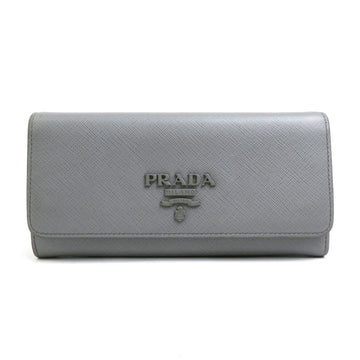 PRADA bi-fold long wallet leather gray unisex 1MH132