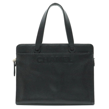 CHANEL tote bag handbag caviar skin leather black