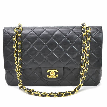 Chanel Shoulder Bag Chain Matelasse Double Flap Black Lambskin x Gold Hardware CHANEL Ladies