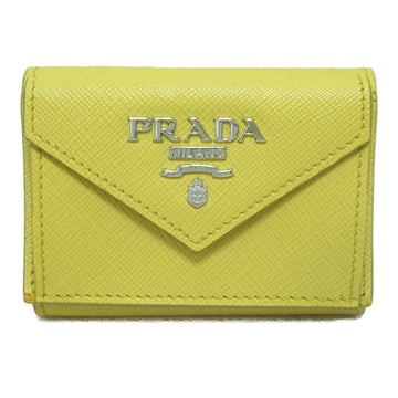 PRADA Tri-fold wallet Yellow Safiano leather 1MH021