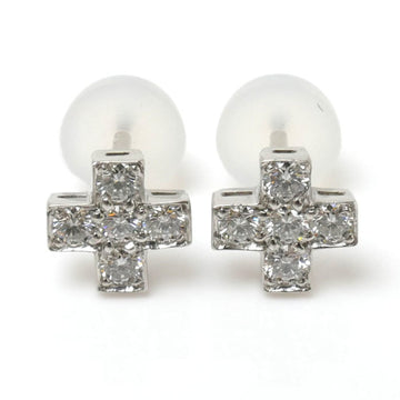 TIFFANY&Co.  Pt950 Platinum Crouchy Foam Earrings Diamond 1.4g Cross Women's