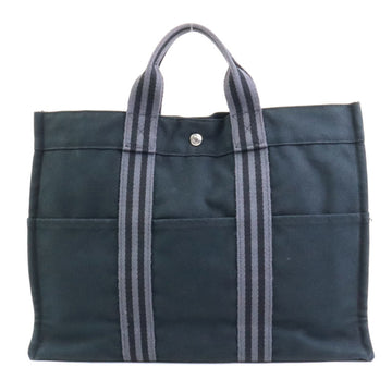 HERMES Handbag Tote Bag Fool Toe Cotton Black/Gray Unisex