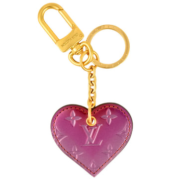 LOUIS VUITTON Portocre Cool Gradient Heart Motif Bag Charm Key Ring Strap Monogram Vernis Leather Pink Gold M69016