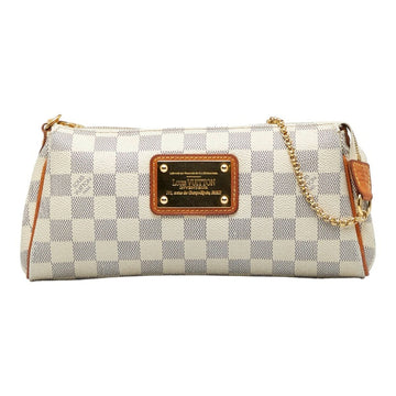 LOUIS VUITTON Damier Azur Eva Chain Shoulder Bag Handbag N55214 White PVC Leather Ladies