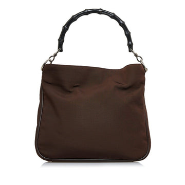 GUCCI Bamboo Handbag One Shoulder Bag 001 1638 Brown Black Nylon Leather Ladies
