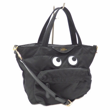 ANYA HINDMARCH Tote Bag Eyes Nylon E/W Women's Black Leather 152952 Hand EYES