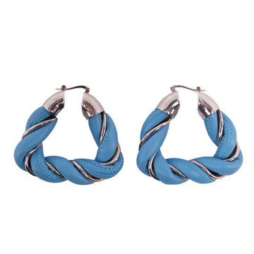BOTTEGA VENETA Earrings Twisted Calf Leather Silver Ladies Blue