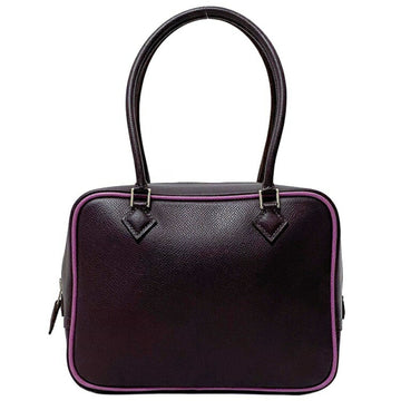 Hermes Handbag Plume 20 Burple Pink Leisin Cyclamen Leather Vaux Epsom ???M Engraved HERMES Ladies Purple