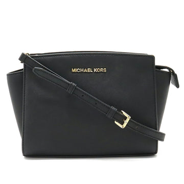 MICHAEL KORS Selma Medium Shoulder Bag Clutch Leather Black 30T3GLMM2L