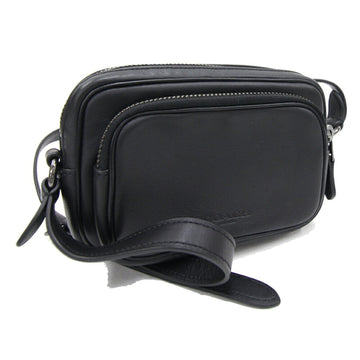 COACH Shoulder Bag 2810 Black Leather Pochette Men's Women's