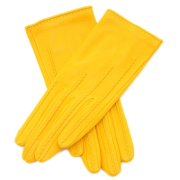 HERMES Gloves Lambskin/Silk Yellow #6.5