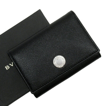 Bulgari BVLGARI Card Case Business Holder Black Silver Leather