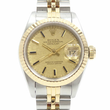 ROLEX Datejust Women's 69173 Automa Made around 1985 SS YG Watch Automatic Winding Champagne Mosaic Dial Yellow Gold