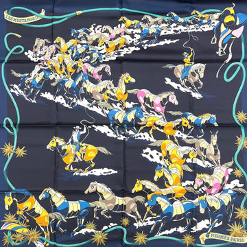 HERMES Carre Double Face 90 Wild Horse Fall Winter 2022 Collection Scarf Large New Silk Ladies Blue Noir Mandarin Reversible Hose