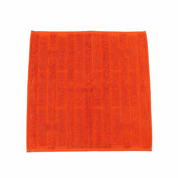 HERMES Steers Carre Towel 100% Cotton Orange Fu Handkerchief