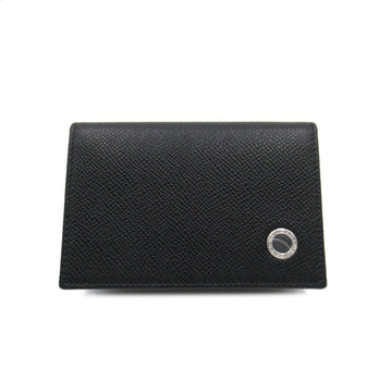 BVLGARI name card holder Black leather 30400