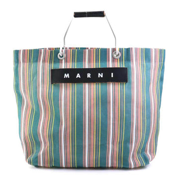 MARNI Handbag Tote Bag FLOWER CAFE Nylon/Leather/Aluminum Green x Multicolor Ladies