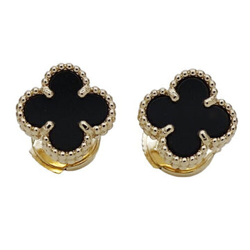 VAN CLEEF & ARPELS Earrings Sweet Alhambra Women's 750YG Onyx Yellow Gold Polished