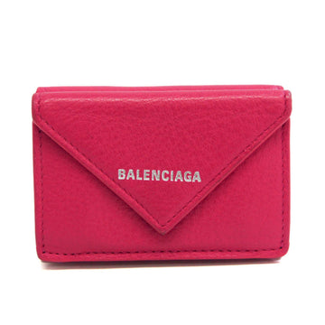 BALENCIAGA Paper Mini 391446 Women's Leather Wallet [tri-fold] Pink