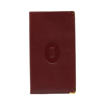 CARTIER Pass Case Wine Red Leather Ladies